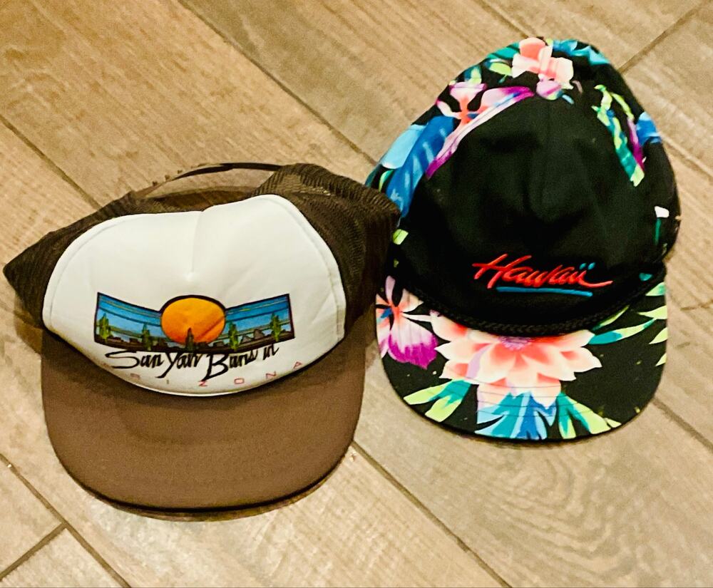 Trucker hats CAP 2 Sun your BUNS Hawaii tropical printed black adjustable